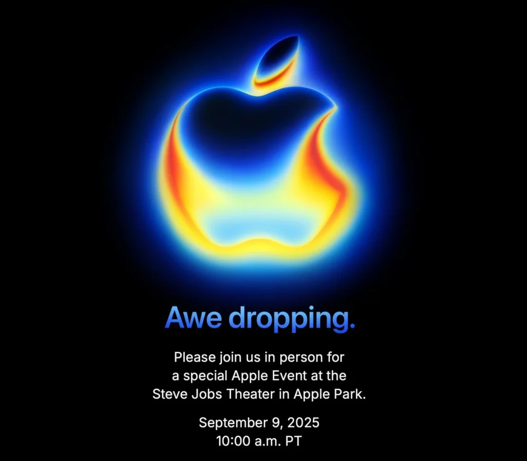 Invitación oficial de Apple para el evento del iPhone 17 con colores degradados
