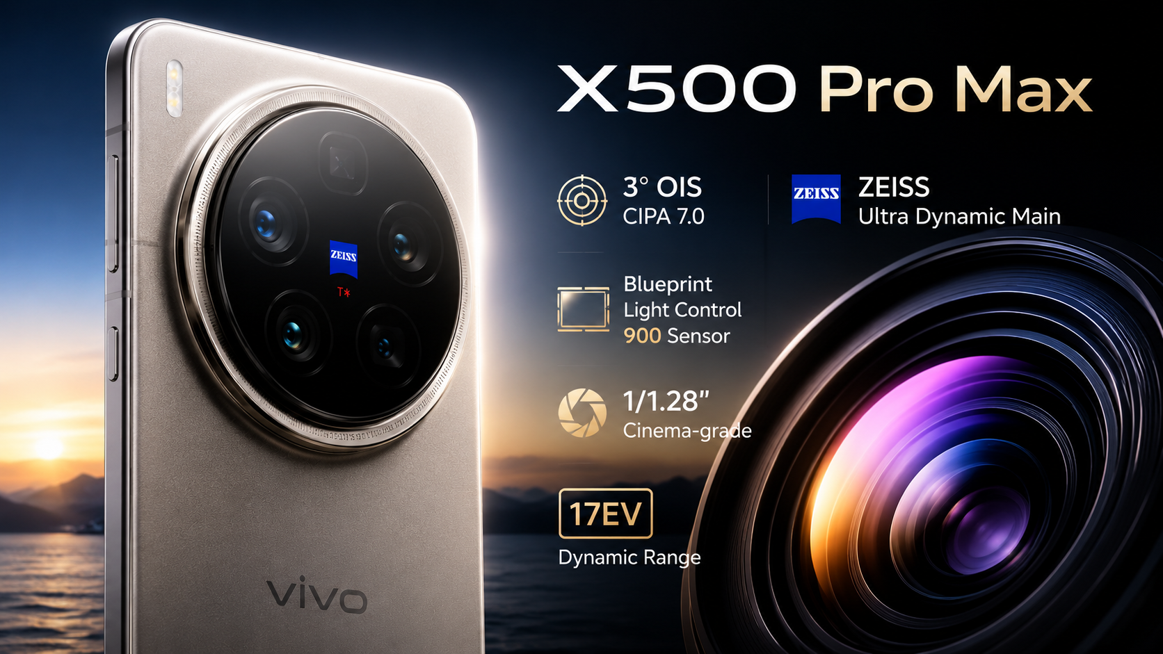 El Vivo X500 Pro Max apunta a ser una bestia en vídeo: 17EV de rango dinámico y estabilización CIPA 7.0